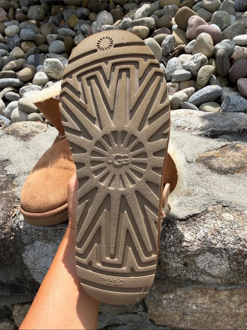 UGG Chestnut Suede Shearling Cuff Boots
